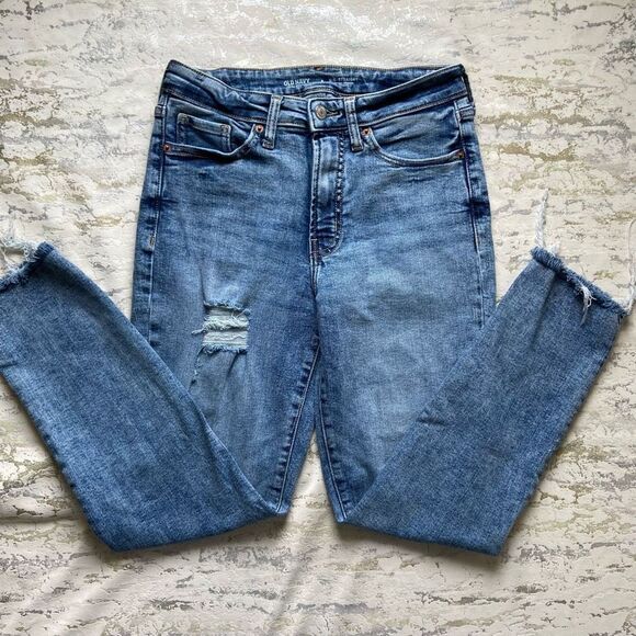 Old Navy high rise O. G. Straight leg raw hem jeans - Picture 1 of 11